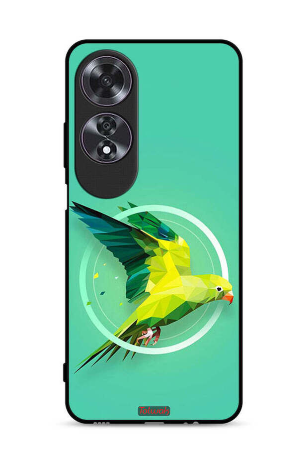 غطاء حماية لهاتف Oppo A60 بنقشة فن تجريدي ببغاء
