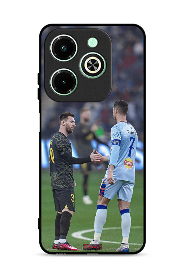غطاء حماية لهاتف Infinix Hot 40i 4G بتصميم ميسي ورونالدو