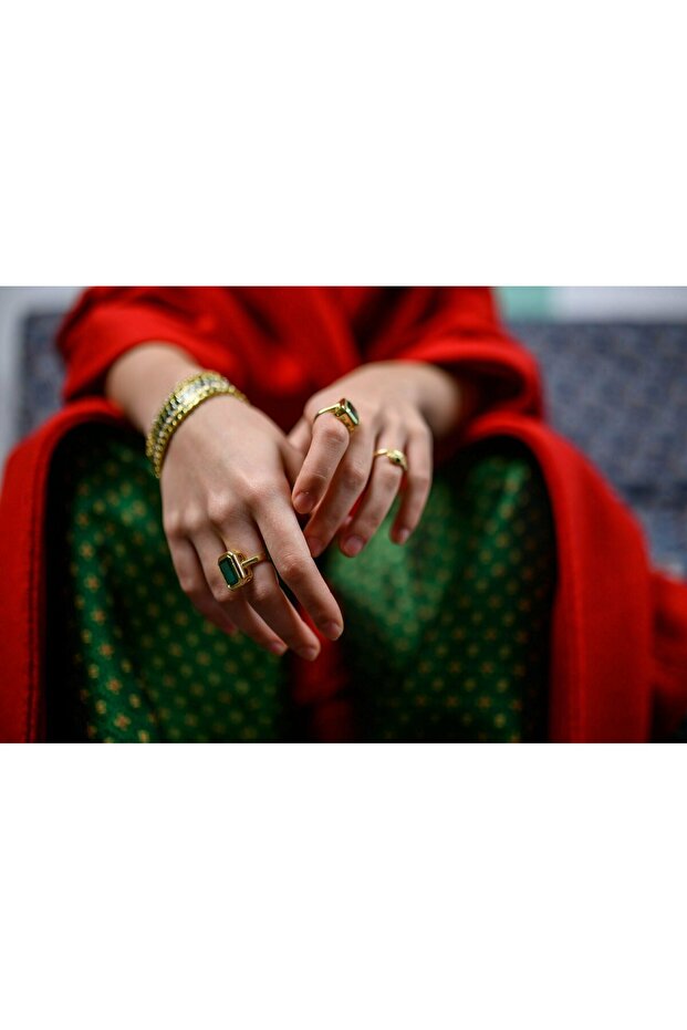 925 Silver Green Stone Silver Ring – - 2