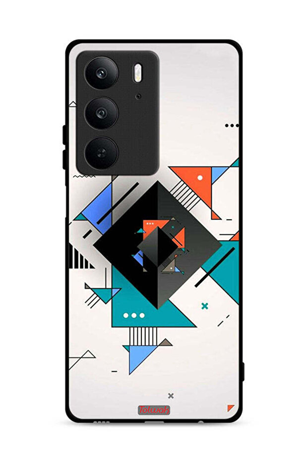 غطاء حماية لهاتف Realme C75 4G بأشكال مربعة ومثلثة ونمط تجريدي