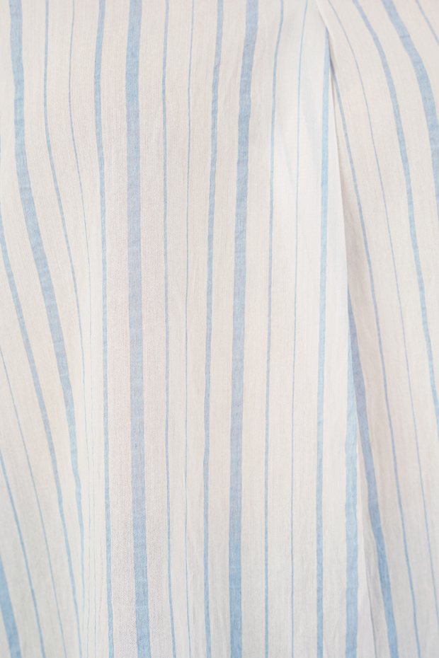 Kadın Çizgili Oversize Bluz 967 - A.Mavi - 5