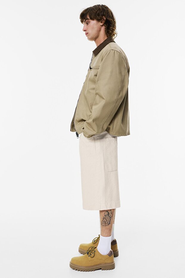 Çizgili denim bermuda şort - 2