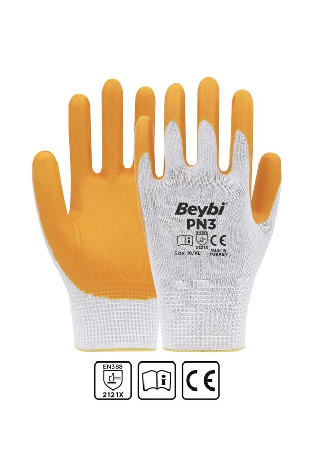 PN3 Polyester Örme Nitril Eldiven – Konforlu & Dayanıklı (Beden 9–10) - 2