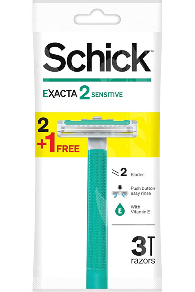 Exacta2 Sensitive Twin Blade Disposable Razor For Men-Strip Enriched Vitamin E-2+1 Razors