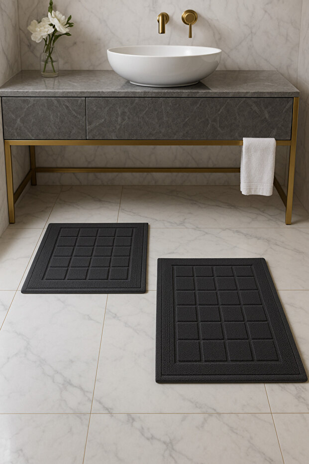 سجادة حمام مربعة مكونة من قطعتين - 1