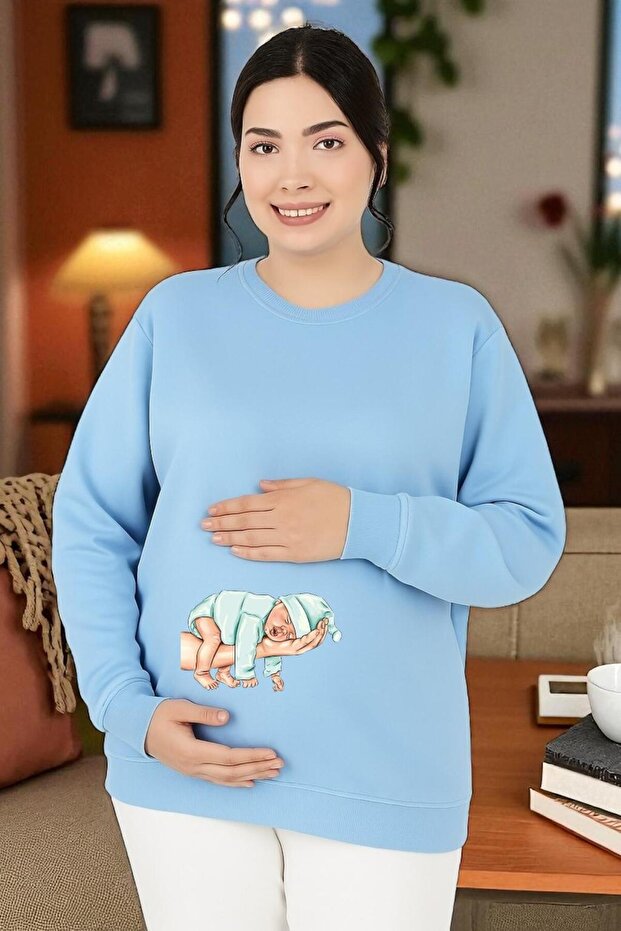 3 Yarn Combed Cotton Printed Maternity Sweatshirt
