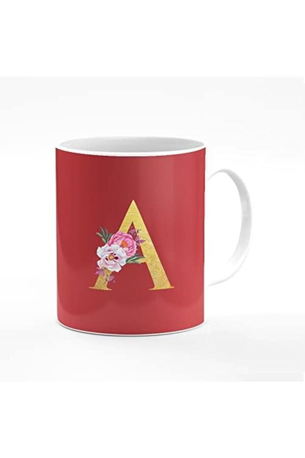 Designer Printed Coffee Mug 11oz Ceramic Personalised Gift Mugs - Custom Monogram Initial