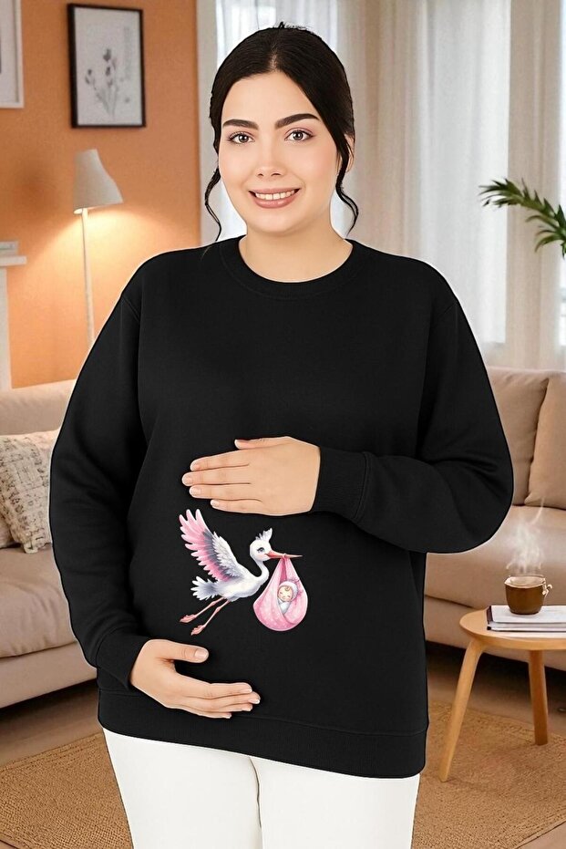 3 Yarn Combed Cotton Printed Maternity Sweatshirt