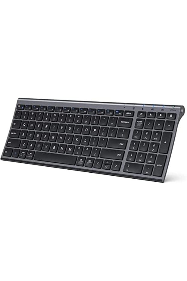 BK10 Bluetooth Keyboard - Universal Wireless & Rechargeable Ultra-Slim with Number Pad, Ergo - 1