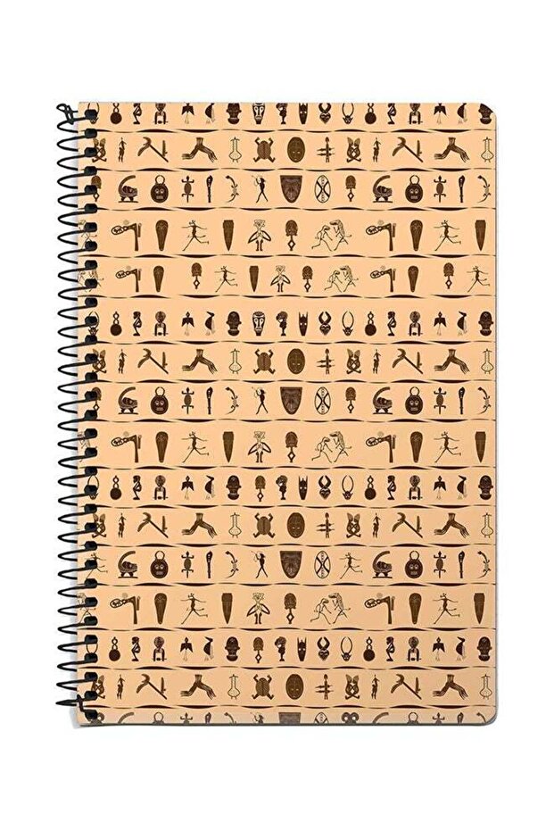 Tribal Hieroglyphics A5 Spiral Notebook Beige