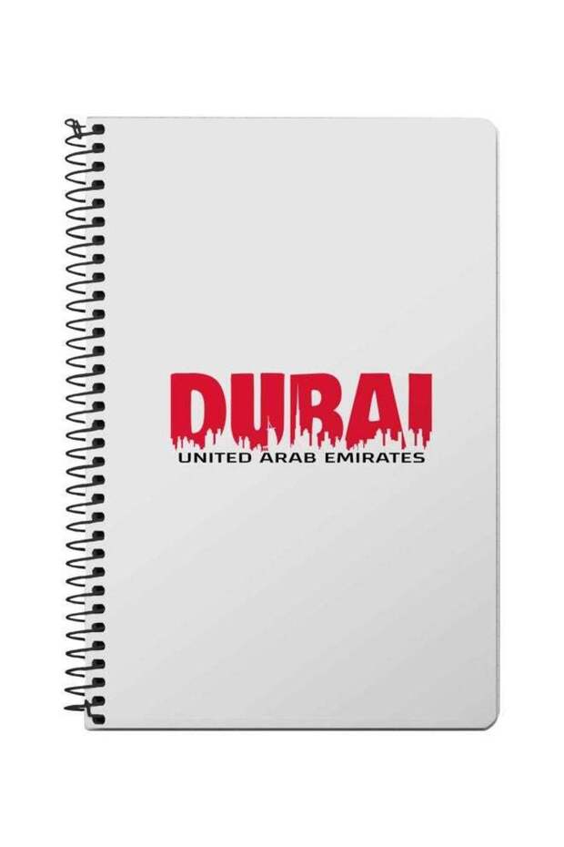 Dubai Printed A5 Spiral Notebook White/Red/Black