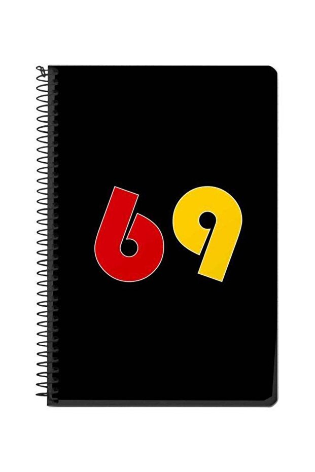A5 69 Printed Spiral Bound Notebook Black/Red/Yellow