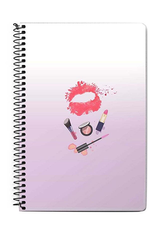 Makeup Kit A5 Spiral Notebook Grey/White/Pink