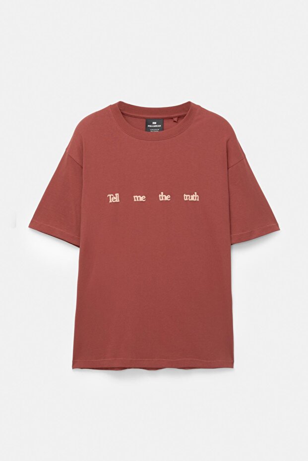 Yazılı grafik baskılı t-shirt - 6