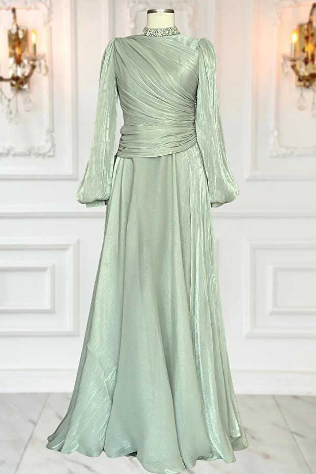 Nergis Abiye Elbise Mint - 1