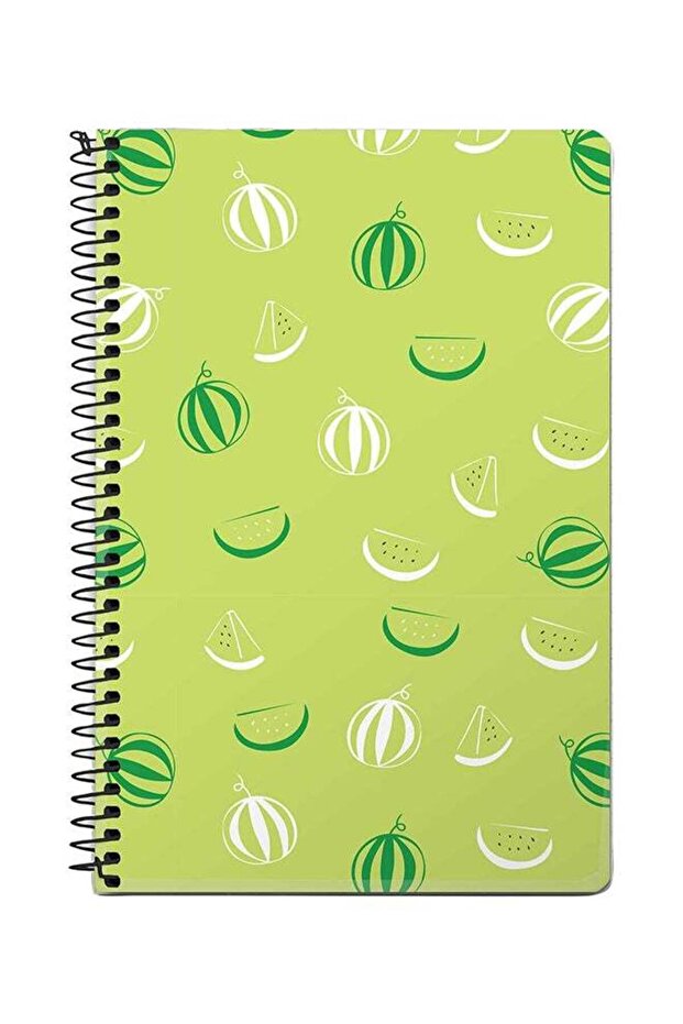 دفتر ملاحظات حلزوني A5 من Watermelon Bits باللونين الأخضر والأبيض - 1