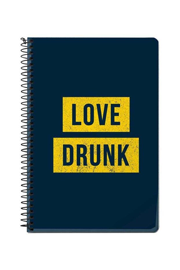 A5 Love Drunk Printed Spiral Bound Notebook Blue/Yellow