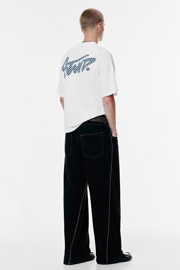 STWD logolu kareli t-shirt - 1