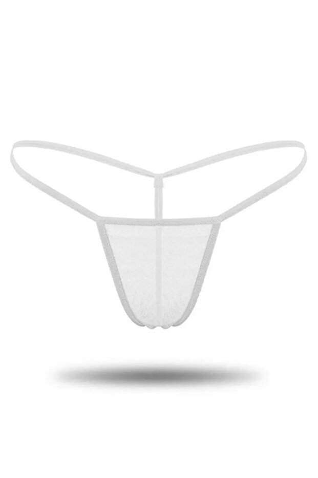 White 3-Piece See-Through Plus Size Option Thong String Inner Wear - 2