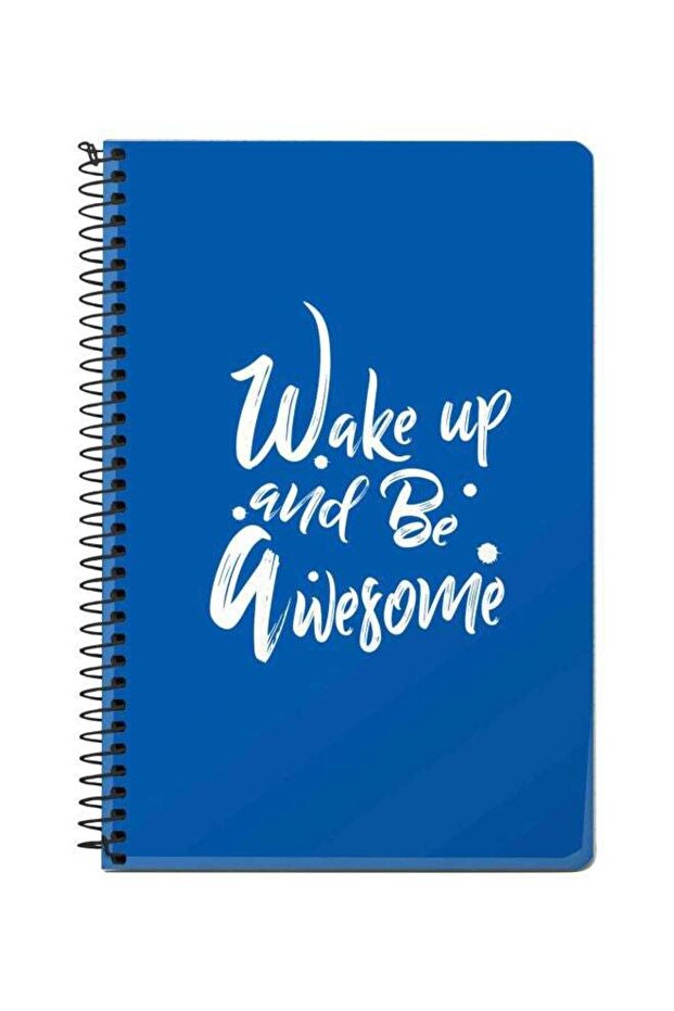 A5 Wake Up And Be Awesome Printed Spiral Bound Notebook Blue/White