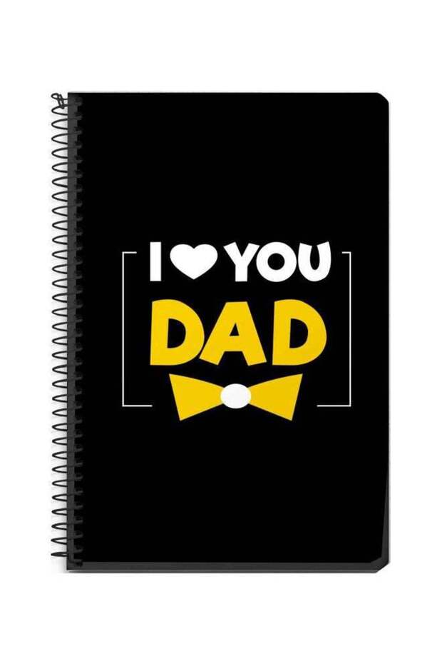 A5 I Love You Dad Printed Spiral Bound Notebook Black/White/Yellow