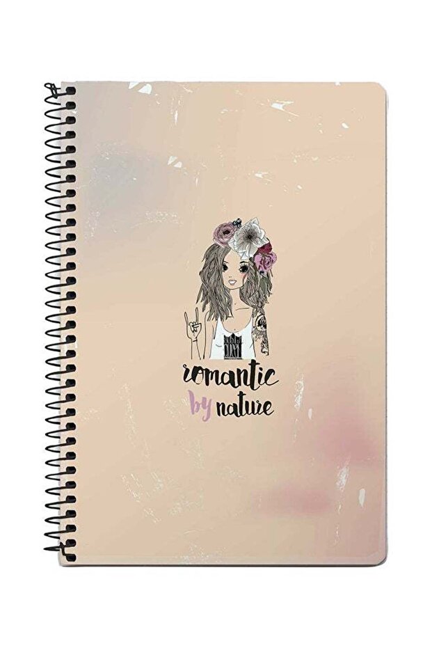 Romantic By Nature A5 Spiral Notebook Beige/Black
