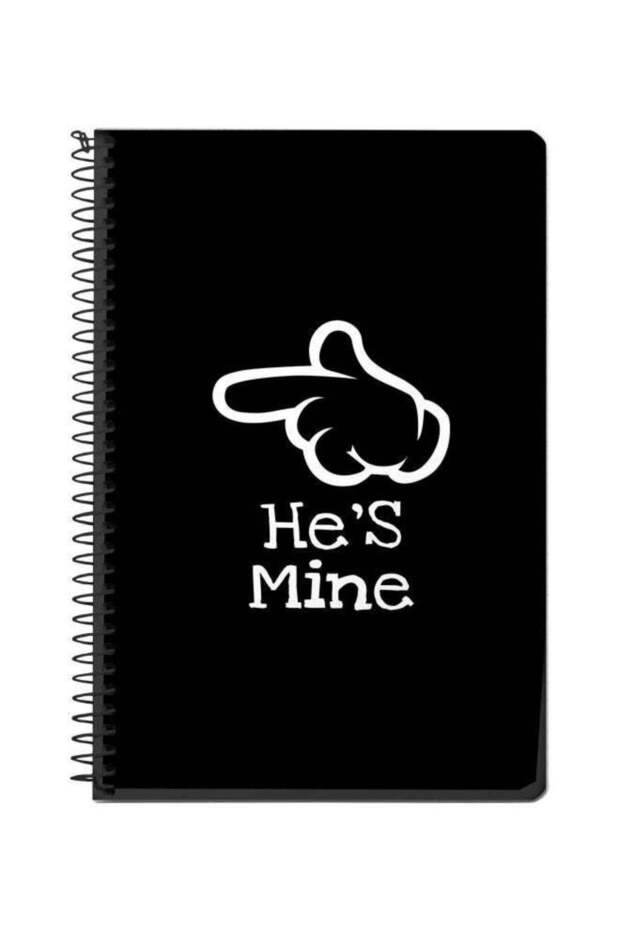 A5 He's Mine Printed Spiral Bound Notebook Black/White