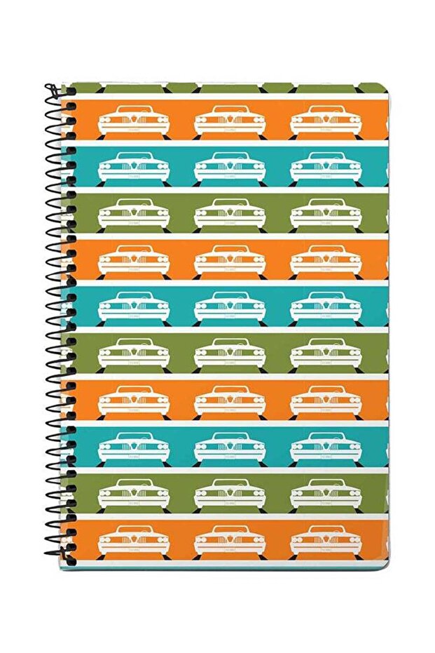 Retro Muscle Car Designed Spiral Notebook Multicolour