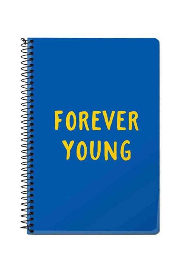 A5 Forever Young Printed Spiral Bound Notebook Blue/Yellow
