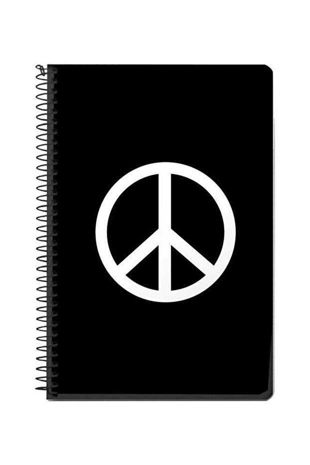 Peace Sign Printed A5 Spiral Bind Notebook Black/White
