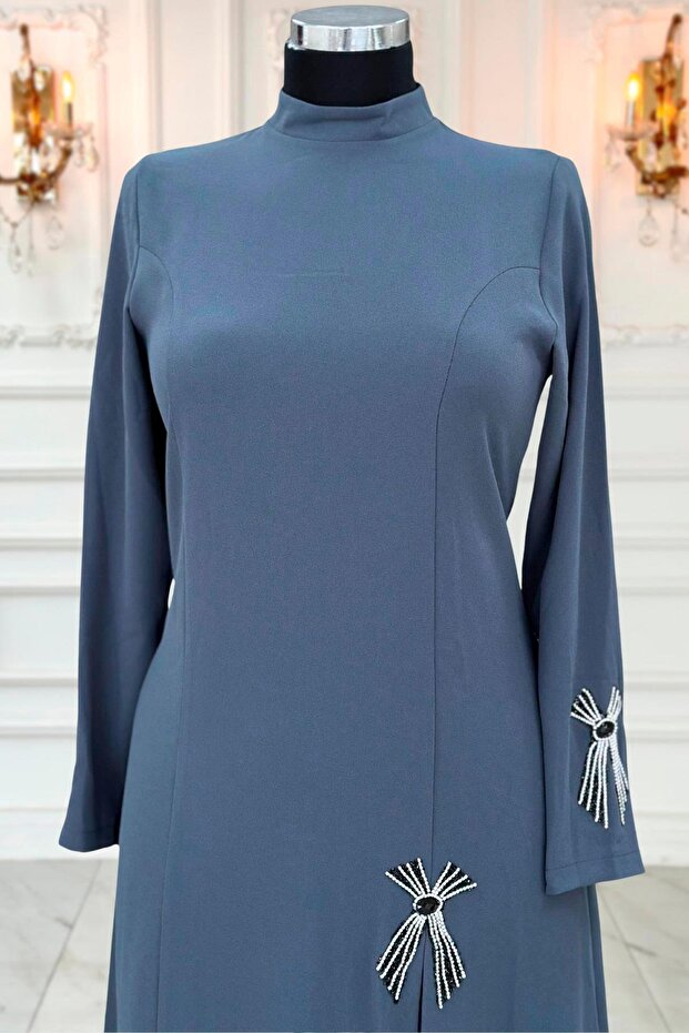 Tuay Abiye Elbise Antrasit - 2