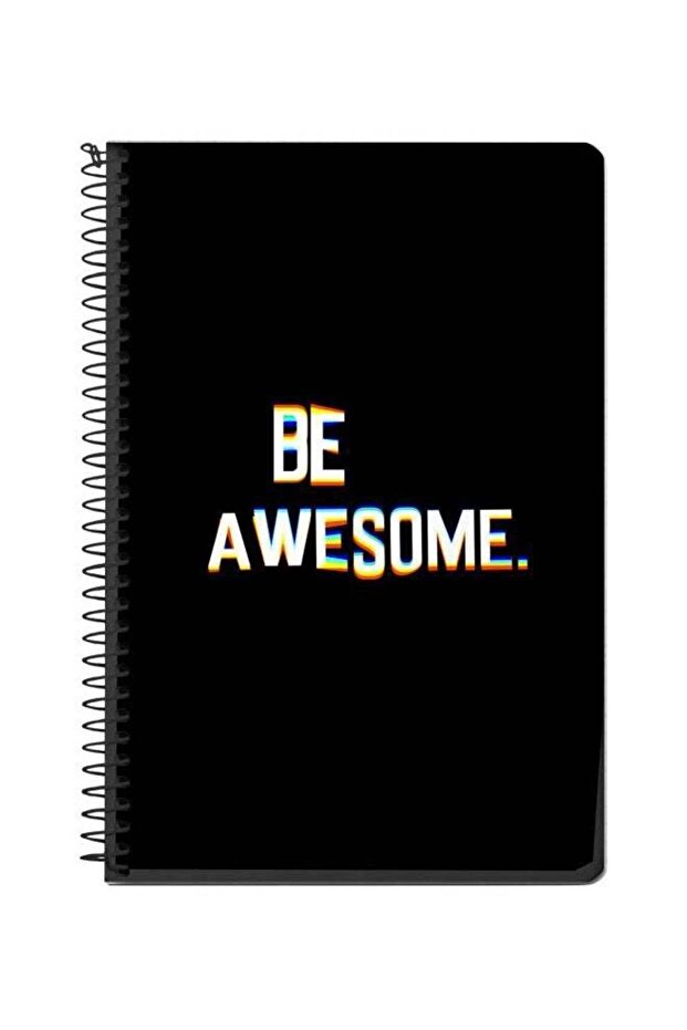 A5 Be Awesome Printed Spiral Bound Notebook Black/White