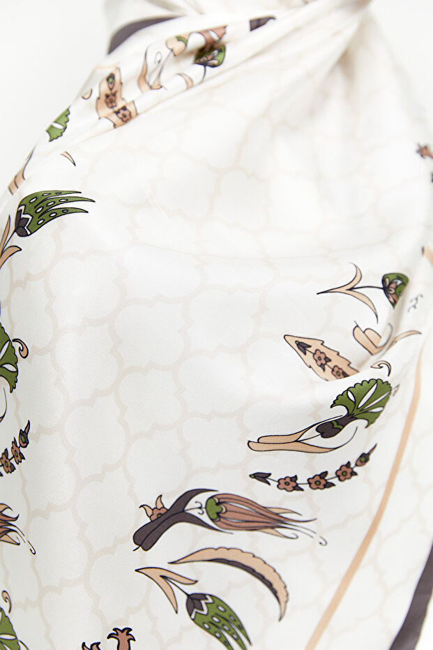 Lale Desenli İpek Şal - 3