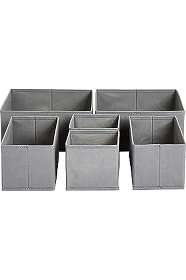 Amazon Basics Cloth Drawer Storage Organizer Boxes, Set of 6, Gray - 1