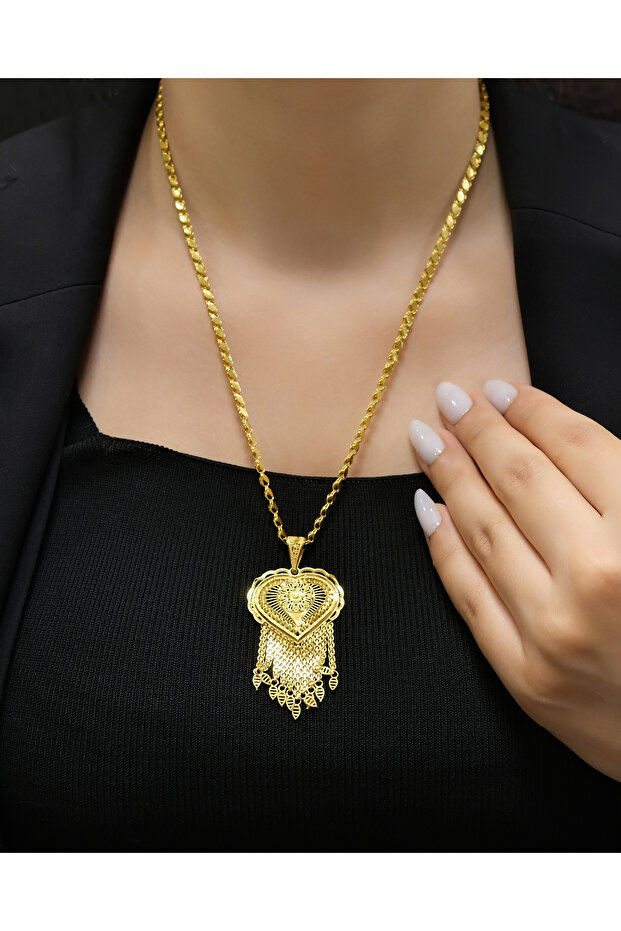 ŞERİT DETAYLI ALTIN HİNT KOLYE ZNC/60CM 3.6MM UC/66MM 11.75GR 14 AYAR - 1