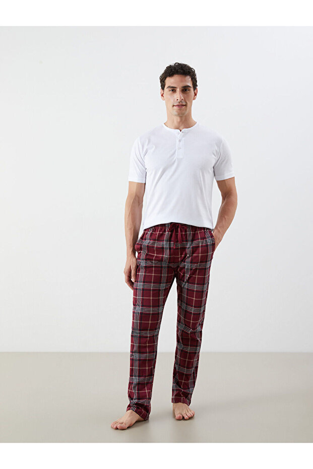 Standart Kalıp Ekose Erkek Pijama Alt - 1