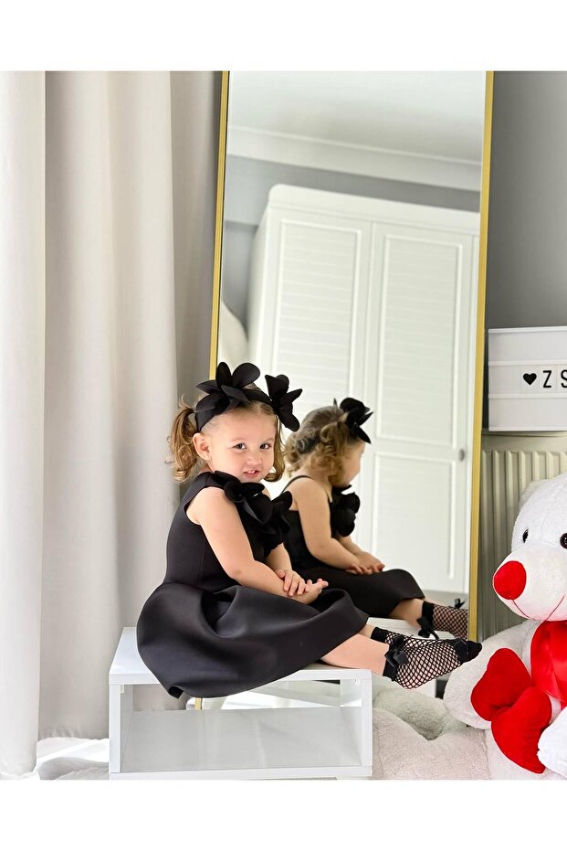 Scuba Tek Omuz Çiçekli Elbise - 4