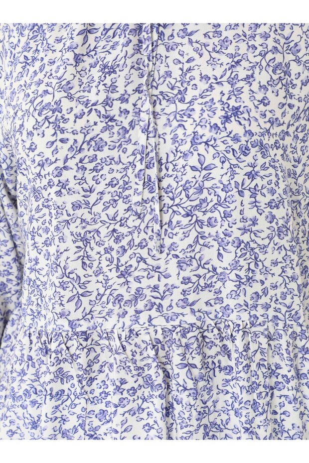 تونيك فيسكوز بطبعة زهور - منقوش باللون الأزرق- - 3