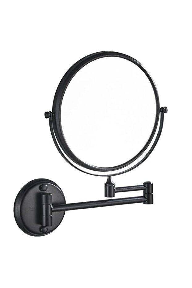 Wall Mounted Shaving Mirror Heavy Duty Vanity Makeup Mirror with Double Sides Brass Magnifying Mirror for Bathroom 8'' (Black)