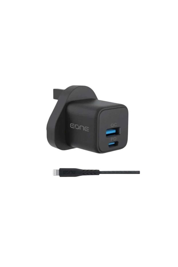 شاحن جداري بمنفذين PD و USB بقدرة 20W مع كيبل معتمد ايفون تايب سي بطول 1.2