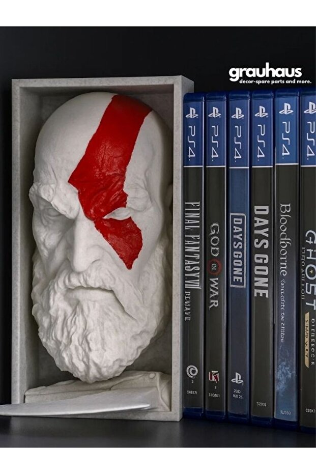 Kratos Bookshelf & Game Rack Holder – God of War Themed Decoration Playstation Gamer Decor