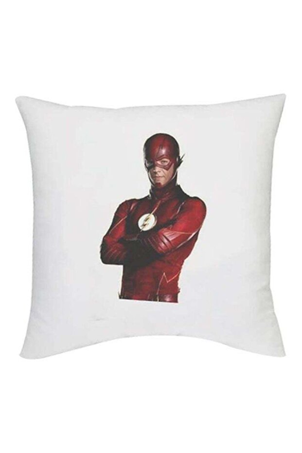 The Flash Printed Decorative Cushion White/Red/Beige 16x16inch