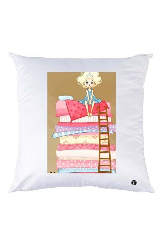 Cartoon Printed Throw Pillow White/Brown/Red 30x30cm