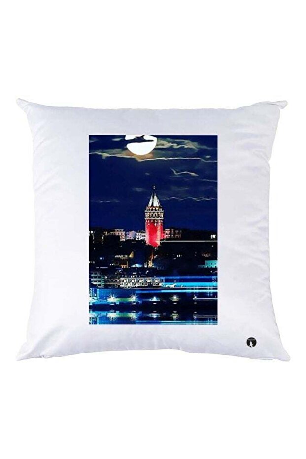 Night City Printed Decorative Throw Pillow White/Black/Blue 30x30cm