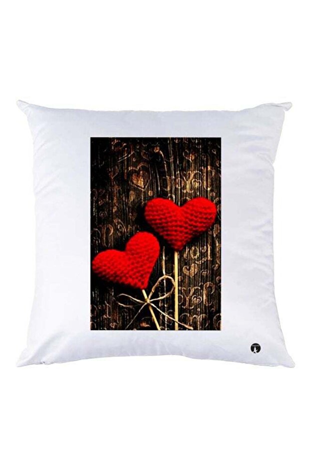 Love Printed Decorative Throw Pillow White/Red/Brown 30x30cm