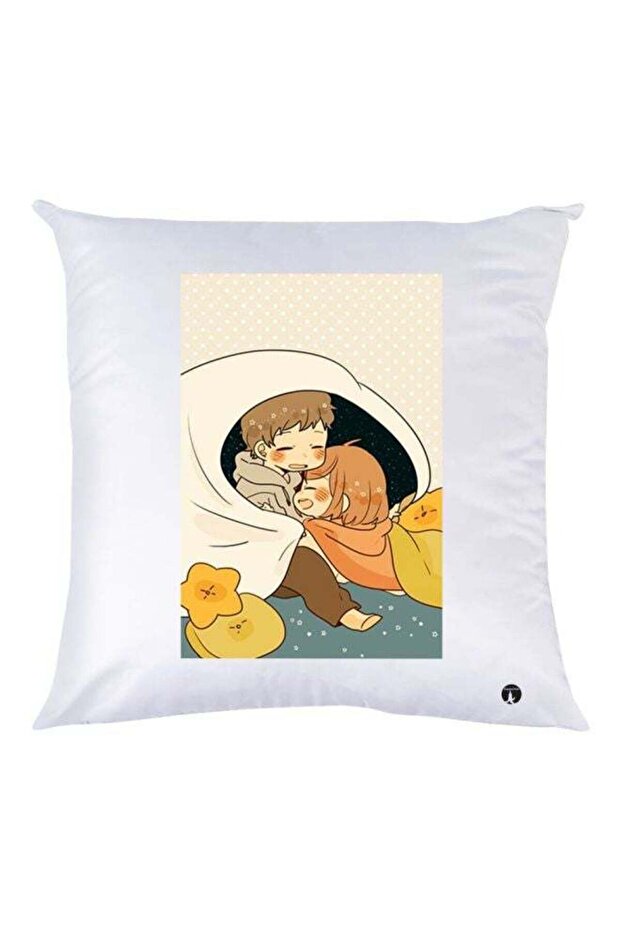 Cartoon Character Printed Throw Pillow White/Yellow/Orange 30x30cm