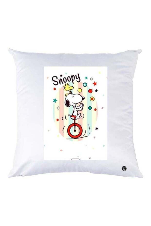Snoopy Printed Decorative Throw Pillow White/Black/Red 30x30cm