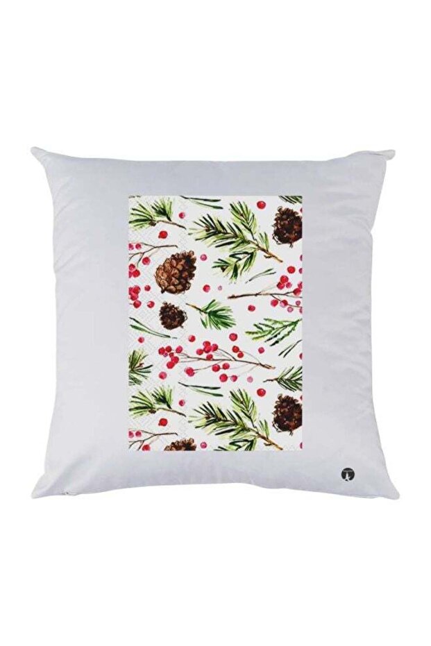 Printed Decorative Throw Pillow White/Green/Brown 30x30cm