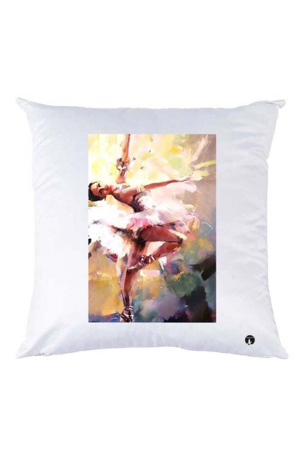 Girl Printed Throw Pillow White/Pink/Yellow 40x40cm