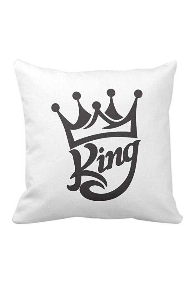 King Printed Square Pillow White 40 x 40cm